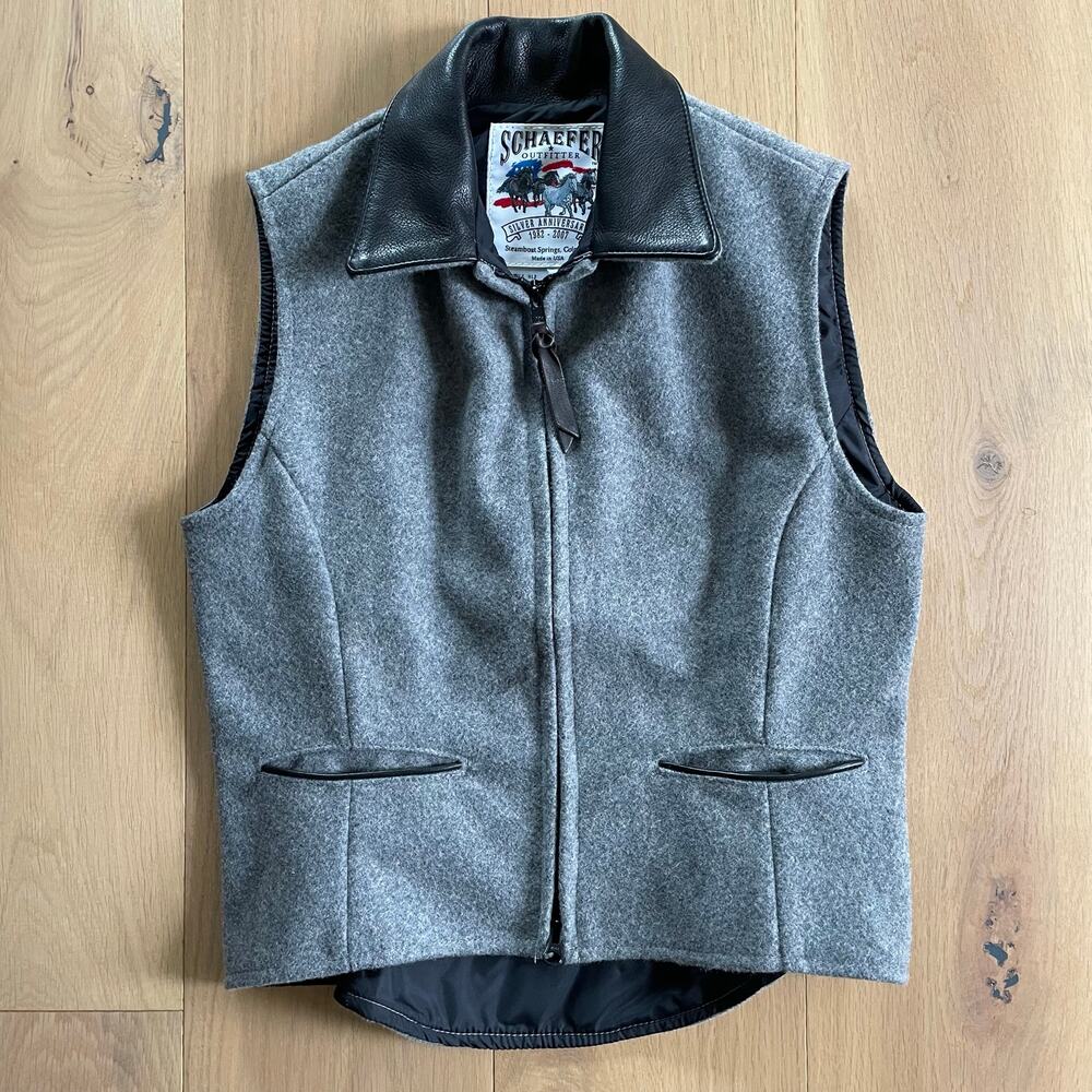Women's Schaefer Outfitter Wool & Leather Western Vest Silver Anniversary S